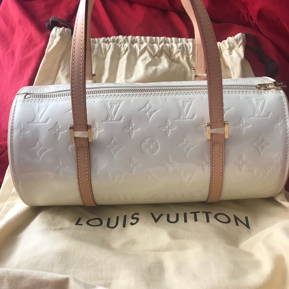 Louis Vuitton white leather papillion style bag